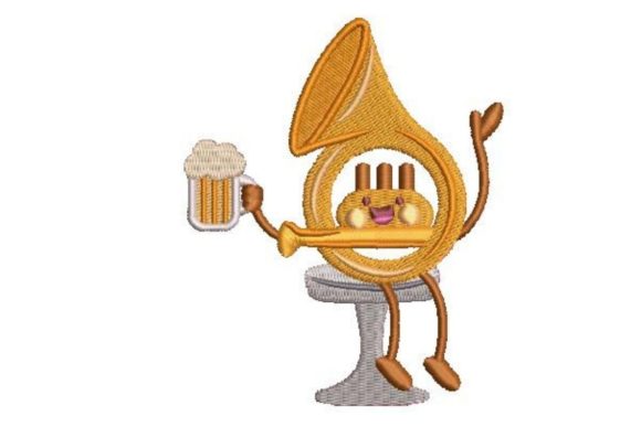 Beer French Horn Embroidery Design