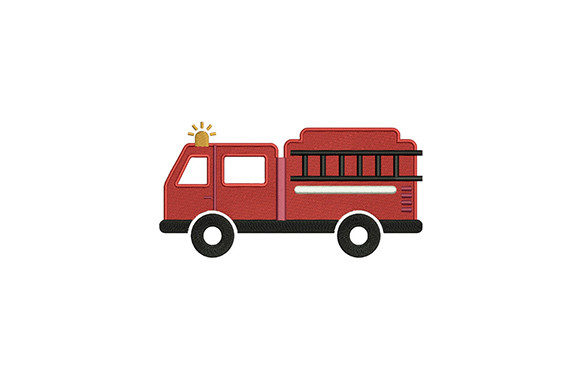 Truck Firefighting Embroidery Design